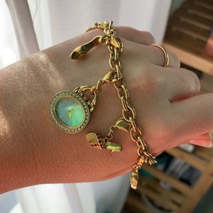 Y2K Citizens Eco Drive Charm Bracelet - Gold Tone